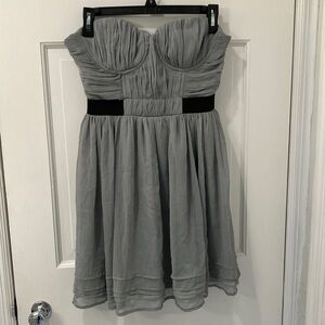 PINS AND NEEDLES Grey Chiffon Strapless Dress